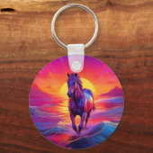 Stunning Artwork of Horse at Sunset Schlüsselanhänger (Vorderseite)