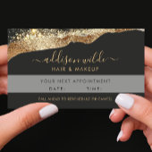 Stunning Black And Gold Glitter Script QR-Code Terminkarte