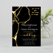 Stunning Black and Gold Kintsugi Folieneinladung (Stehend vorne)