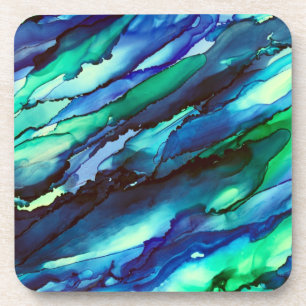 Stunning Blue Alcohol Ink Painting Getränkeuntersetzer