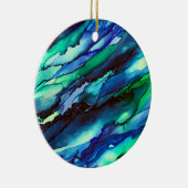 Stunning Blue Alcohol Ink Painting Keramik Ornament (Rechts)