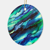 Stunning Blue Alcohol Ink Painting Keramik Ornament (Links)