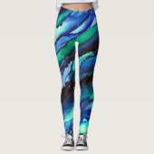 Stunning Blue Alcohol Ink Painting Leggings (Vorderseite)
