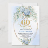 Stunning Bohemian Pastel Blue Floral 60th Birthday Einladung (Vorderseite)