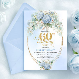 Stunning Bohemian Pastel Blue Floral 60th Birthday Einladung