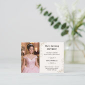 Stunning Brown Beige Leaf Minimalist Quinceanera Begleitkarte (Stehend Vorderseite)