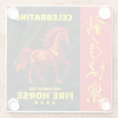 Stunning Chinese Year of the Fire Horse 2026 Glasuntersetzer (Rückseite)