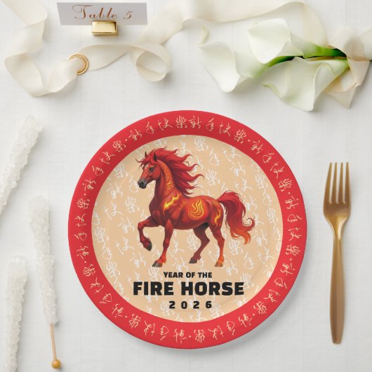 Stunning Chinese Year of the Fire Horse 2026 Pappteller (Hochzeit)