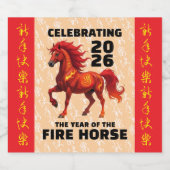 Stunning Chinese Year of the Fire Horse 2026 Schaumweinetikett (Einzelnes Label)
