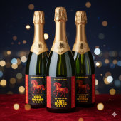 Stunning Chinese Year of the Fire Horse 2026 Schaumweinetikett