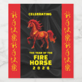 Stunning Chinese Year of the Fire Horse 2026 Weinetikett (Einzelnes Label)