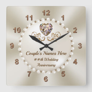 Stunning Custom, Clock Anniversary Gifts, by Year Quadratische Wanduhr