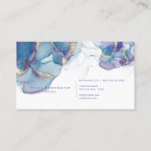 Stunning Dusty Blue Violet Gold Accent Alcohol Ink Visitenkarte (Rückseite)