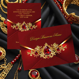 Stunning Elegant Regal Red Gold Jewels Gems Visitenkarte