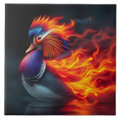 Stunning Flame-boyant Firebird Hot Mandarin Duck Fliese (Vorderseite)