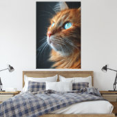 Stunning Fluffy Ginger Cat Profile - Blue Eyed Leinwanddruck (Insitu (Schlafzimmer))