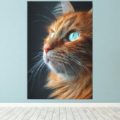 Stunning Fluffy Ginger Cat Profile - Blue Eyed Leinwanddruck (Insitu (Holzboden))