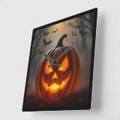 Stunning Glowing Pumpkin Art – Ultimate  Quadratische Wanduhr (Winkel)
