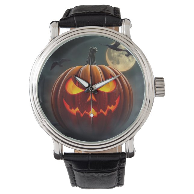 Stunning Glowing Pumpkin Watch for Halloween Armbanduhr (Vorderseite)