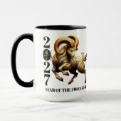 Stunning Gold Chinese Year of Fire Goat 2027 Tasse (Links)