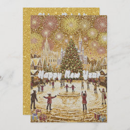 stunning Gold Glitter New Year's Eve Greeting Card Feiertagskarte