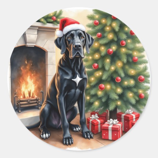 Stunning Great Dane Christmas Runder Aufkleber (Vorderseite)