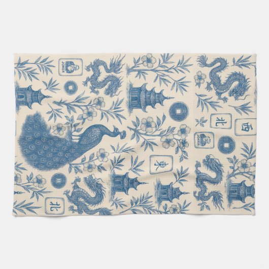 Stunning Mahjong Toile Kitchen Towel Geschirrtuch (Horizontal)