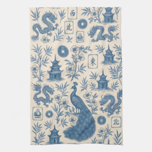 Stunning Mahjong Toile Kitchen Towel Geschirrtuch (Vertikal)