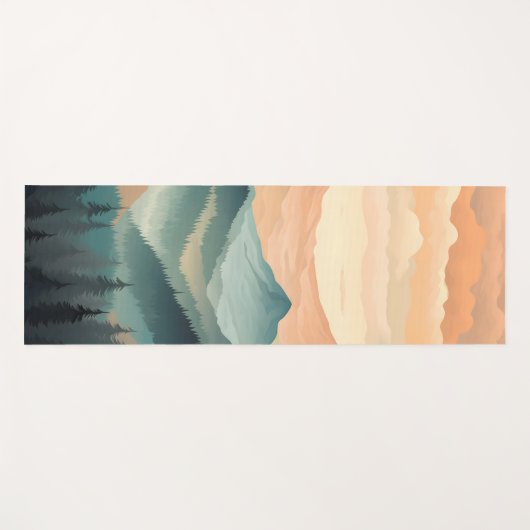 Stunning Mountain Tree Sunset Pattern, Poster Art Yogamatte (Vorderseite (Horizontal))