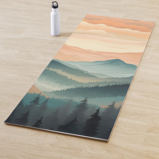 Stunning Mountain Tree Sunset Pattern, Poster Art Yogamatte (Beispiel)