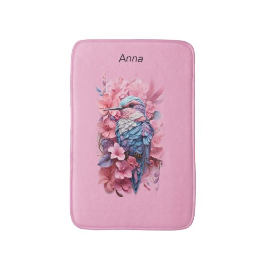 Stunning Pastel Hummingbird Floral Badematte (Vorderseite Vertikal)