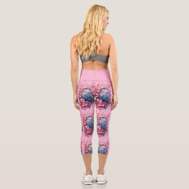 Stunning Pastel Hummingbird Floral Capri Leggings