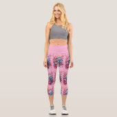 Stunning Pastel Hummingbird Floral Capri Leggings (Vorderseite)