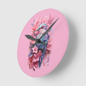 Stunning Pastel Hummingbird Floral Runde Wanduhr (Winkel)