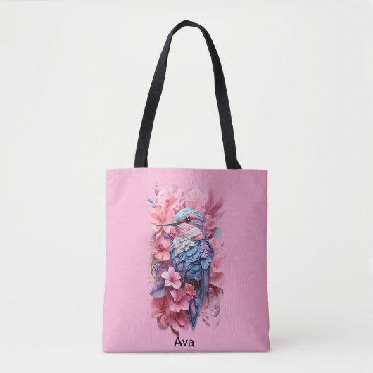 Stunning Pastel Hummingbird Floral Tasche (Vorderseite)