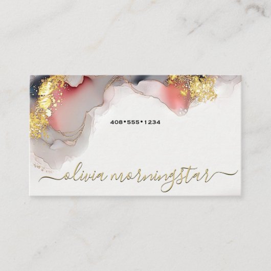 Stunning Pink Blush Ultra Liquid Alcohol Ink Visitenkarte (Vorderseite)