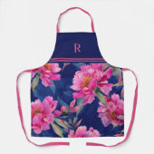 Stunning Pink Floral Bloom Monogrammed Schürze (Vorderseite)