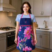 Stunning Pink Floral Bloom Monogrammed Schürze