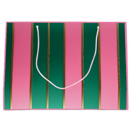Stunning Pink & Green Modern Stripes  Große Geschenktüte