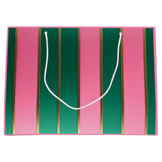 Stunning Pink & Green Modern Stripes Große Geschenktüte (Vorderseite)