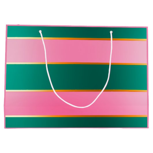 Stunning Pink & Green Modern Stripes  Große Geschenktüte (Rückseite)
