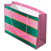 Stunning Pink & Green Modern Stripes Große Geschenktüte (Rückseite Schrägansicht)