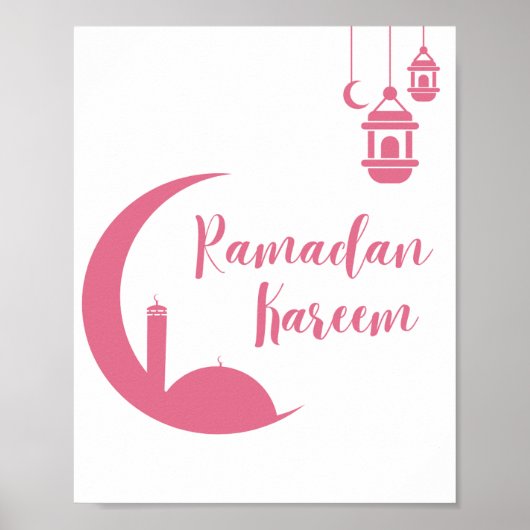 Stunning Ramadan Kareem Red Crescent & Lantern Wal Poster (Vorne)