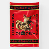 Stunning Red Gold Chinese Year of Fire Goat 2027 Banner (Vertikal)