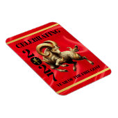 Stunning Red Gold Chinese Year of Fire Goat 2027 Magnet (Rechte Seite)
