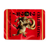 Stunning Red Gold Chinese Year of Fire Goat 2027 Magnet (Horizontal)