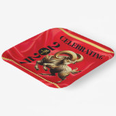 Stunning Red Gold Chinese Year of Fire Goat 2027 Pappteller (Gewinkelt)