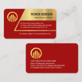 Stunning Red Trapezium Gold Layer Business Owner Visitenkarte (Vorne/Hinten)