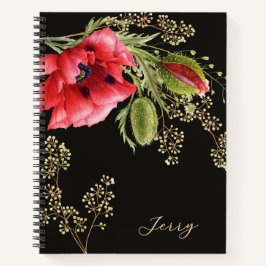 Stunning Red Watercolor Poppy Notizblock