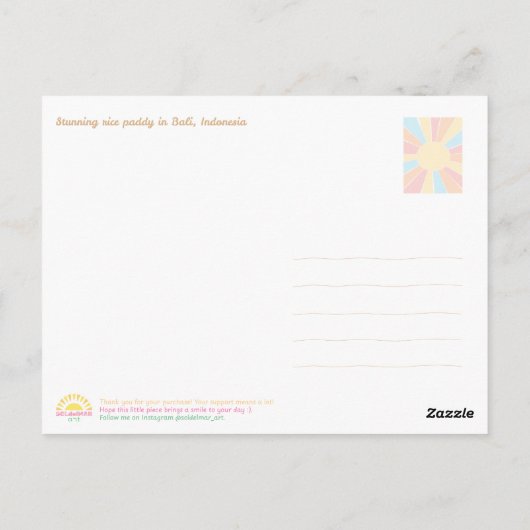 Stunning rice fields in Bali - Travel Postcard Postkarte (Rückseite)